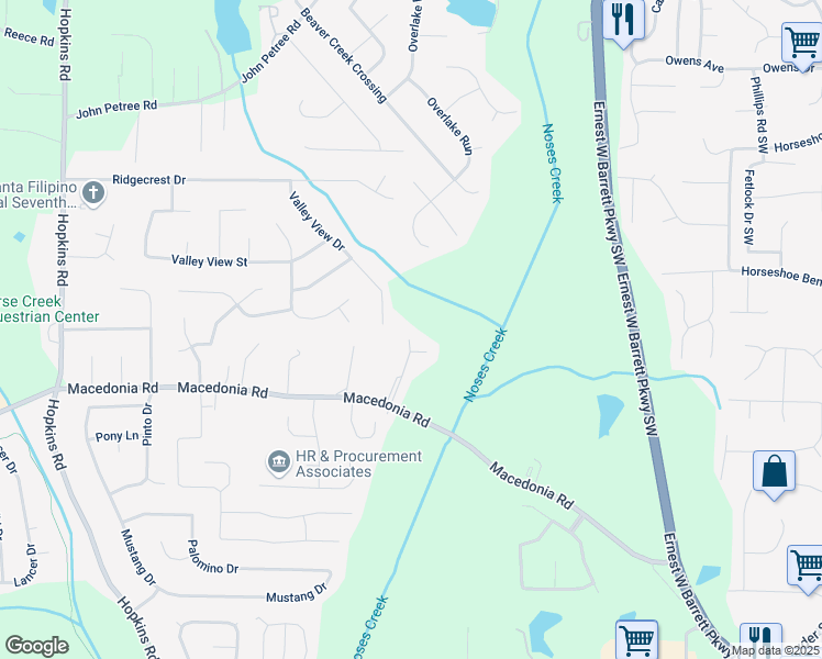 map of restaurants, bars, coffee shops, grocery stores, and more near 3235 Avondale Parkway in Powder Springs
