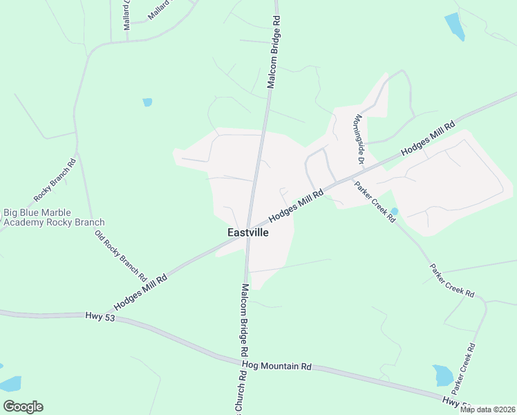 map of restaurants, bars, coffee shops, grocery stores, and more near 1332 Malcom Bridge Road in Bogart