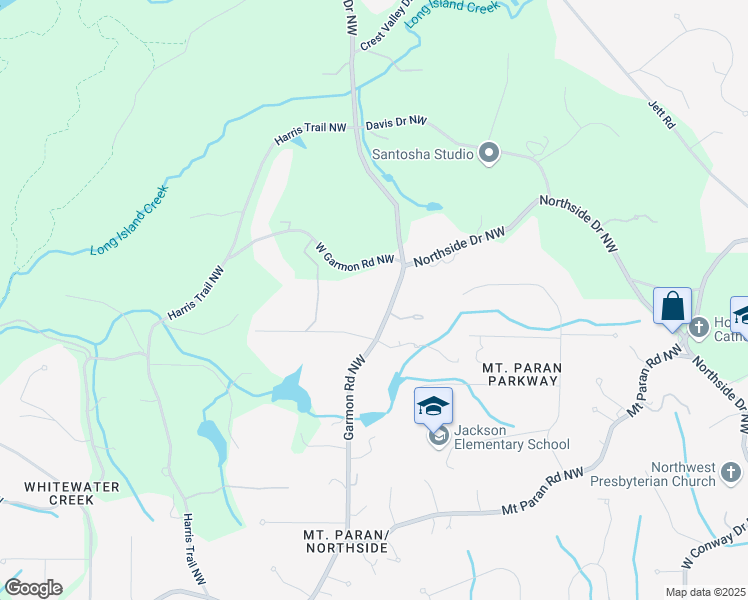 map of restaurants, bars, coffee shops, grocery stores, and more near 4520 Garmon Road Northwest in Atlanta