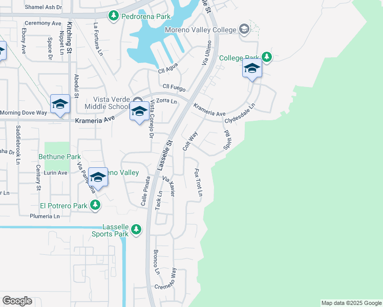 map of restaurants, bars, coffee shops, grocery stores, and more near 26200 Shetland Lane in Moreno Valley
