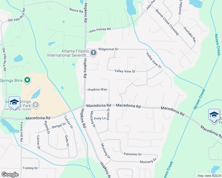 map of restaurants, bars, coffee shops, grocery stores, and more near 3085 Macedonia Drive in Powder Springs