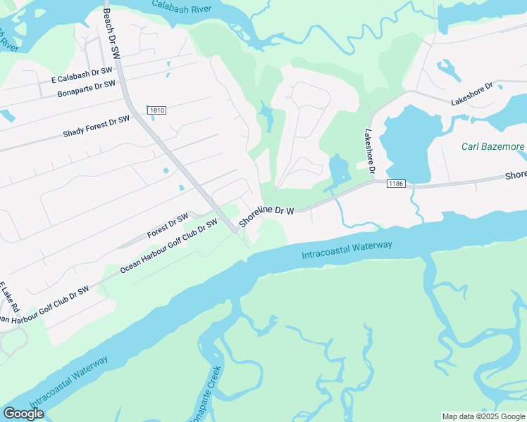 map of restaurants, bars, coffee shops, grocery stores, and more near 905 Shoreline Drive West in Sunset Beach