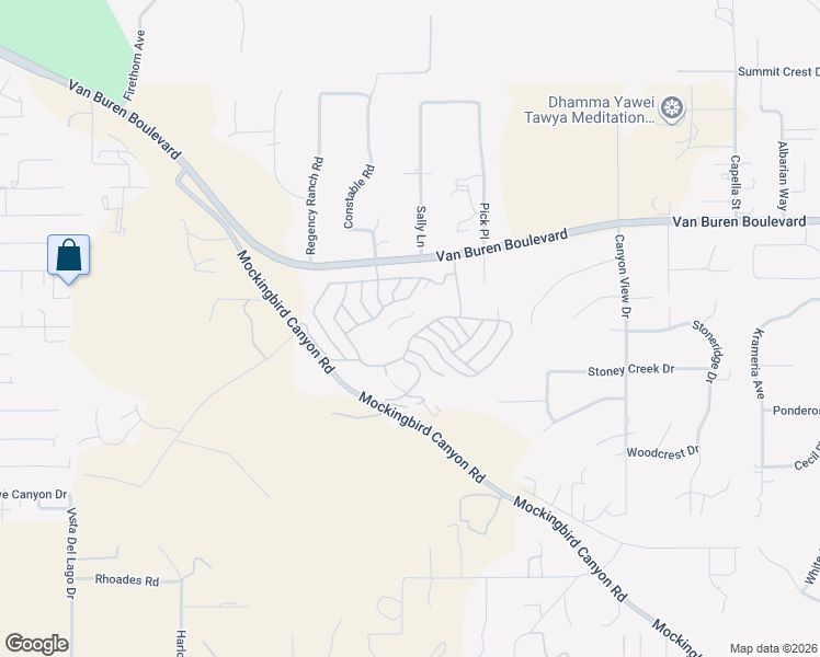 map of restaurants, bars, coffee shops, grocery stores, and more near Camino De Estrilla in Riverside