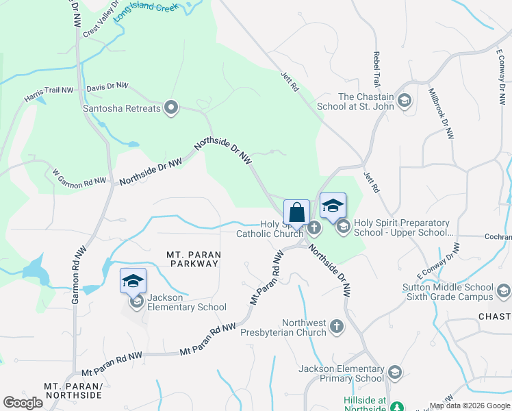 map of restaurants, bars, coffee shops, grocery stores, and more near 4540 Northside Drive Northwest in Atlanta