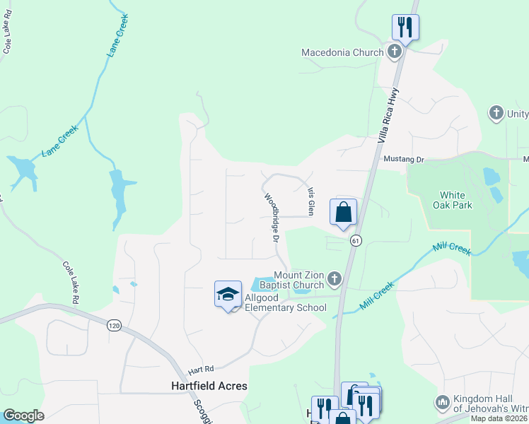 map of restaurants, bars, coffee shops, grocery stores, and more near 36 Canterbury Drive in Dallas