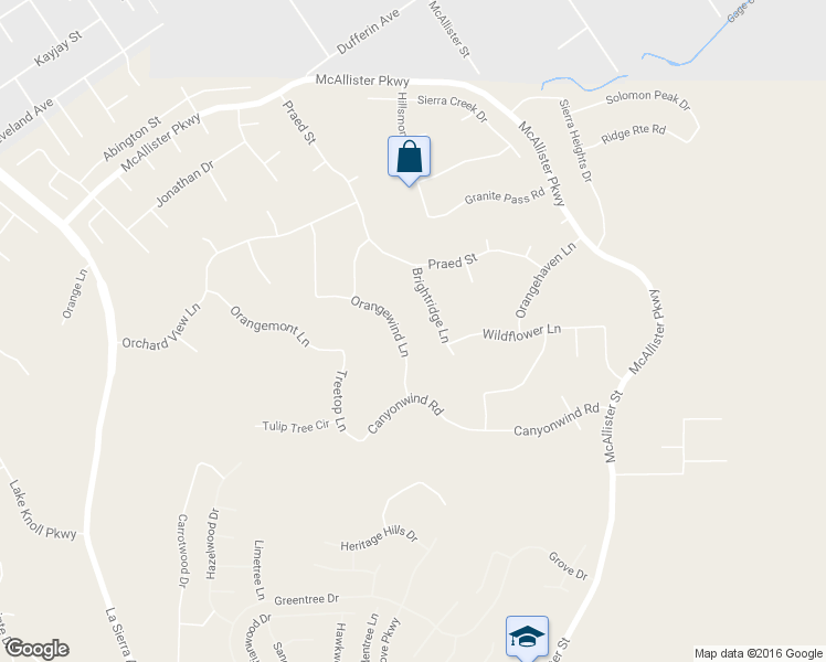 map of restaurants, bars, coffee shops, grocery stores, and more near 16562 Orangewind Lane in Riverside