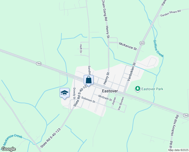 map of restaurants, bars, coffee shops, grocery stores, and more near 101 Dodamead Street in Eastover