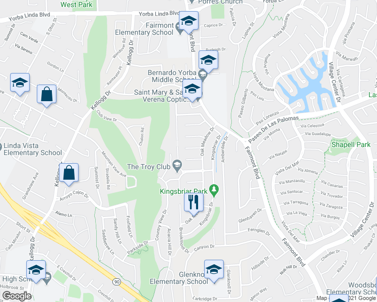 map of restaurants, bars, coffee shops, grocery stores, and more near 19692 Dunsmuir Plaza in Yorba Linda