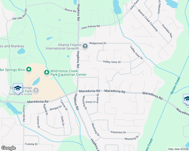map of restaurants, bars, coffee shops, grocery stores, and more near 3504 Hopkins Way in Powder Springs