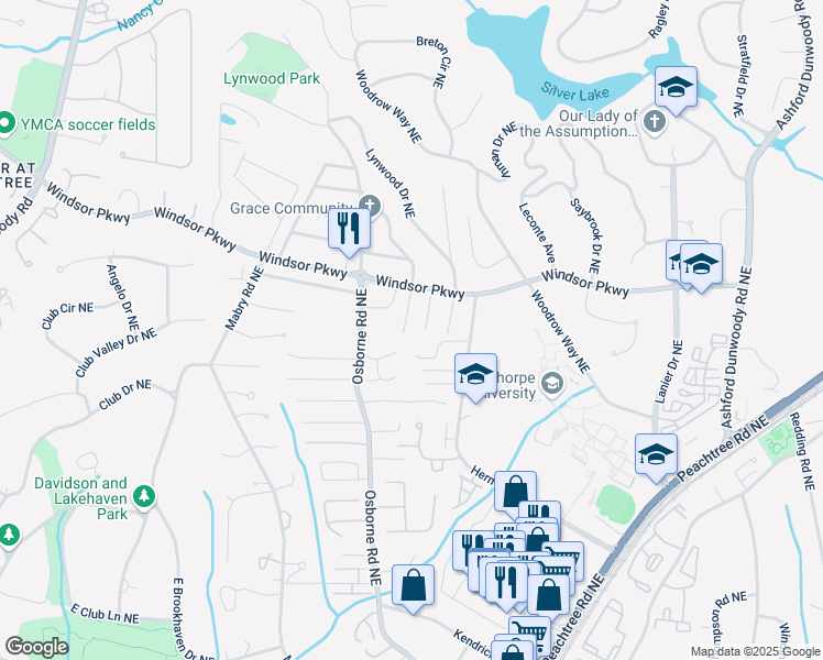 map of restaurants, bars, coffee shops, grocery stores, and more near 3081 Dickson Street Northeast in Atlanta