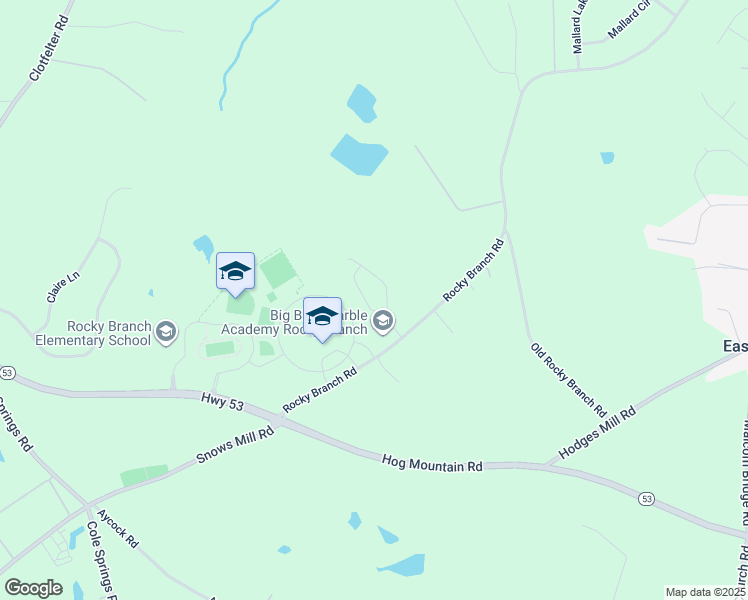 map of restaurants, bars, coffee shops, grocery stores, and more near 1091 Brookshire Court in Bogart