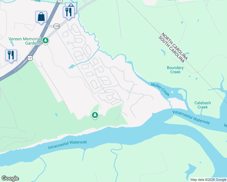 map of restaurants, bars, coffee shops, grocery stores, and more near 2216 Swamp Fox Circle in Little River