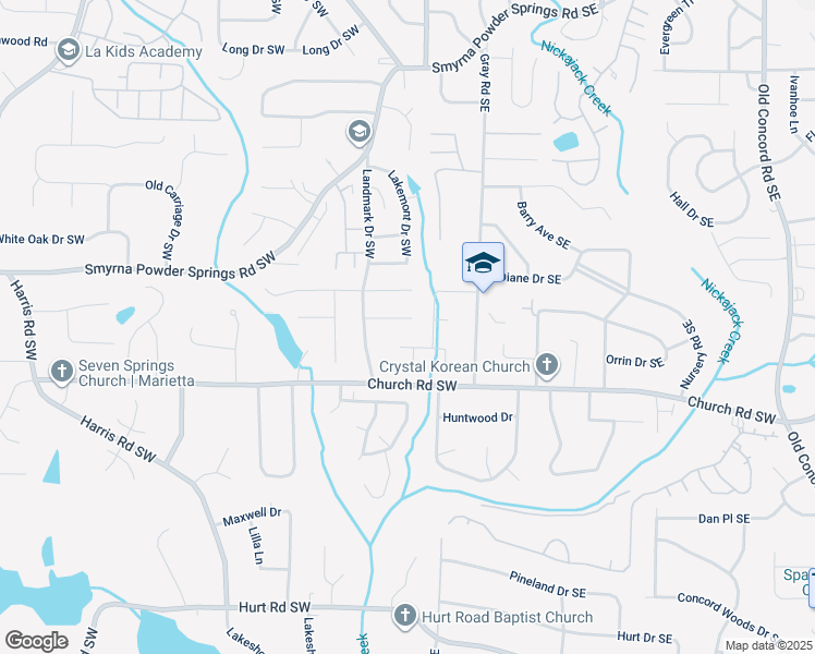 map of restaurants, bars, coffee shops, grocery stores, and more near 23 Landmark Lane in Marietta