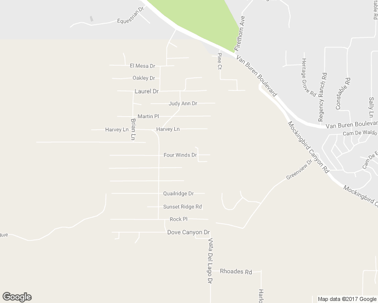 map of restaurants, bars, coffee shops, grocery stores, and more near 14396 Four Winds Drive in Riverside