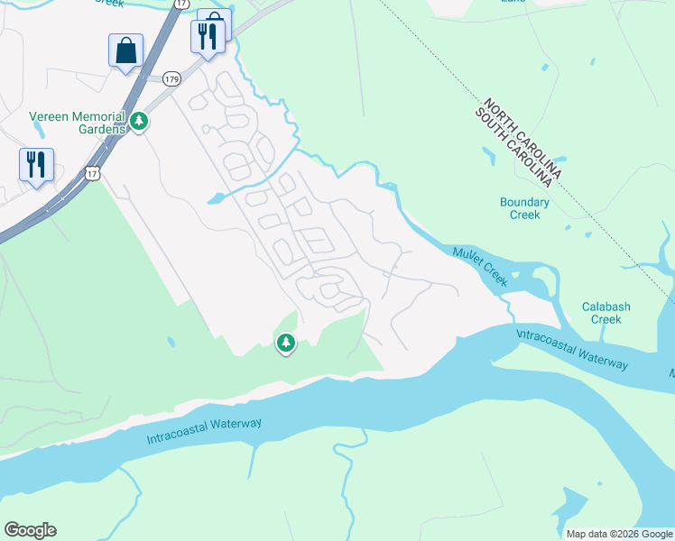 map of restaurants, bars, coffee shops, grocery stores, and more near 2216 Swamp Fox Circle in Little River