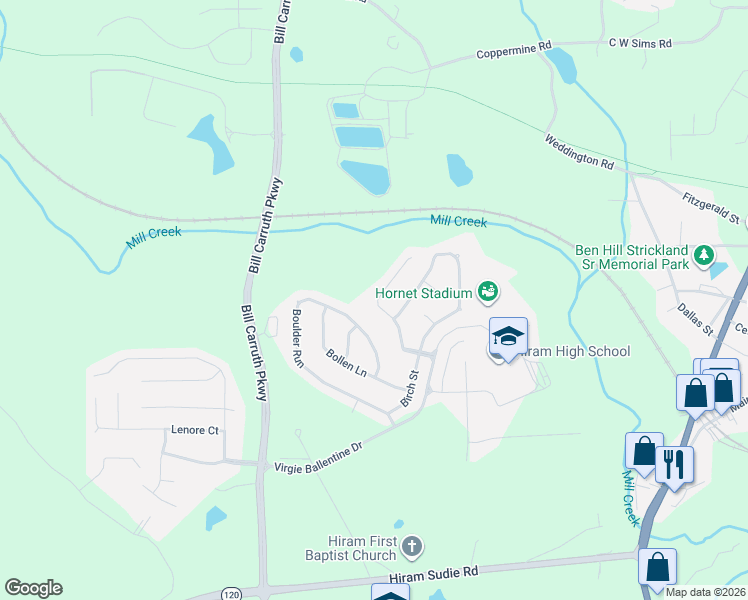 map of restaurants, bars, coffee shops, grocery stores, and more near 587 Boulder Run in Dallas