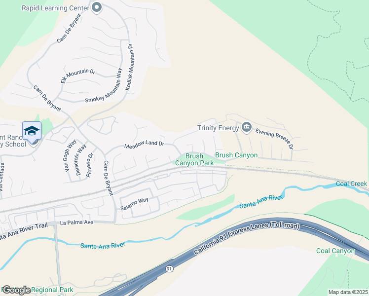 map of restaurants, bars, coffee shops, grocery stores, and more near 5535 Leafy Meadow Lane in Yorba Linda