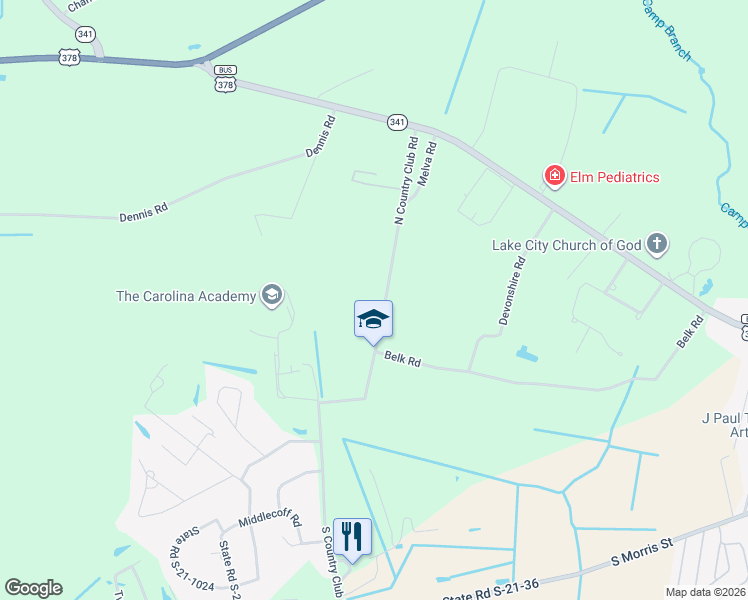 map of restaurants, bars, coffee shops, grocery stores, and more near 223 N Country Club Rd in Lake City