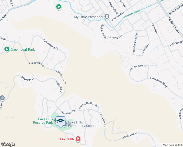 map of restaurants, bars, coffee shops, grocery stores, and more near Summer Springs Way in Riverside