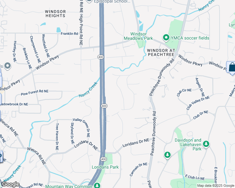 map of restaurants, bars, coffee shops, grocery stores, and more near 720 Starlight Lane Northeast in Atlanta
