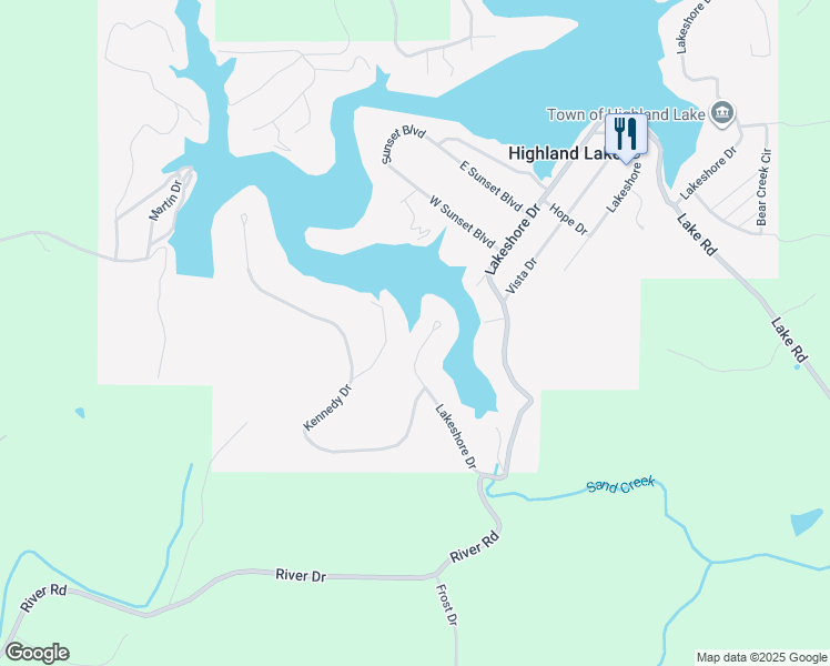 map of restaurants, bars, coffee shops, grocery stores, and more near 2459 Lakeshore Drive in Highland Lake