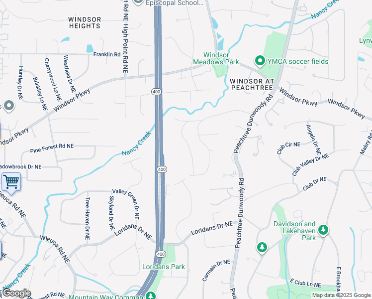 map of restaurants, bars, coffee shops, grocery stores, and more near 720 Starlight Lane Northeast in Atlanta