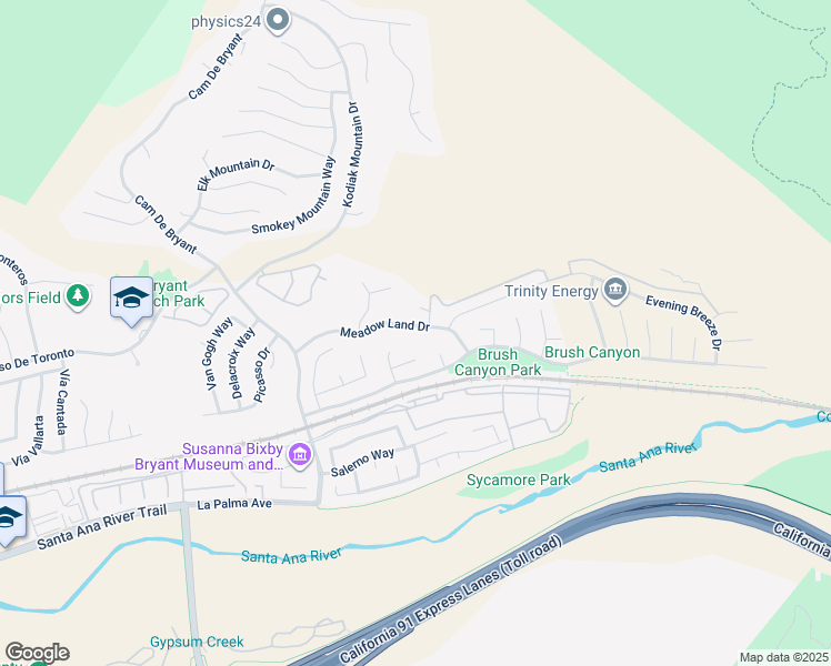 map of restaurants, bars, coffee shops, grocery stores, and more near 28140 Meadow Land Drive in Yorba Linda