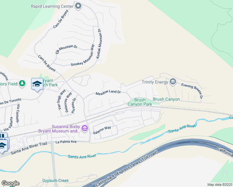 map of restaurants, bars, coffee shops, grocery stores, and more near 28140 Meadow Land Drive in Yorba Linda