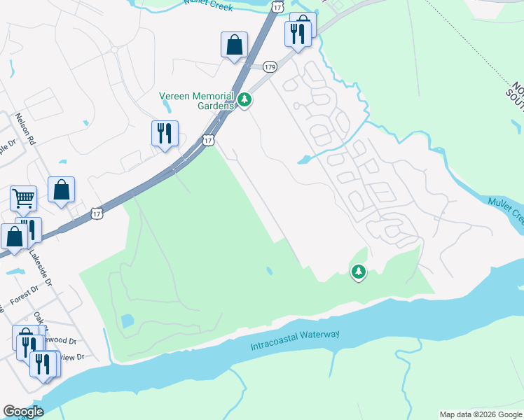 map of restaurants, bars, coffee shops, grocery stores, and more near 4452 Live Oak Drive in Little River
