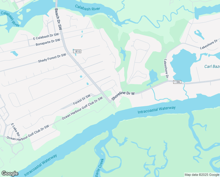 map of restaurants, bars, coffee shops, grocery stores, and more near 908 Resort Circle in Sunset Beach