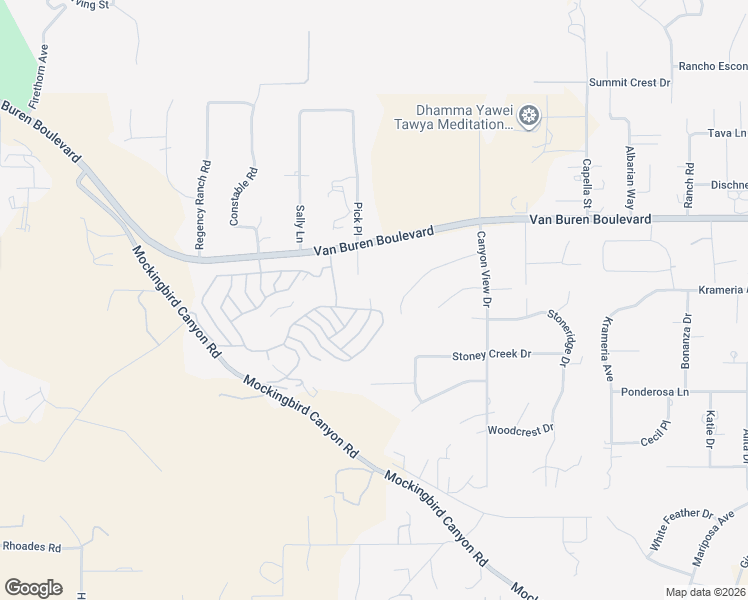 map of restaurants, bars, coffee shops, grocery stores, and more near Camino De Lorenzo in Riverside