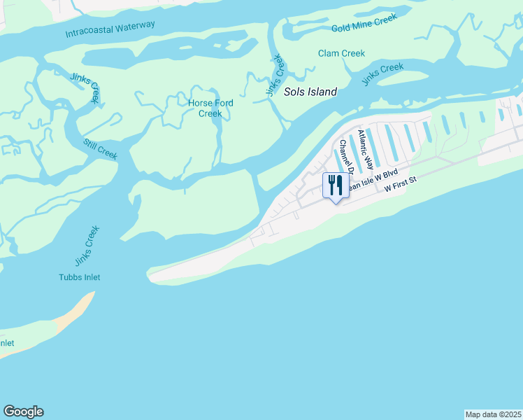 map of restaurants, bars, coffee shops, grocery stores, and more near 156 Via Old Sound Boulevard in Ocean Isle Beach