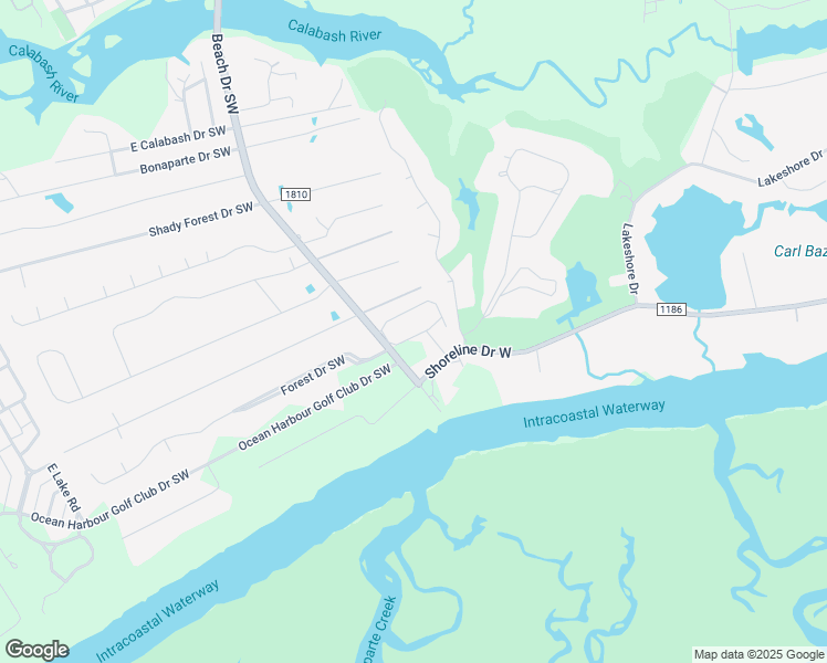 map of restaurants, bars, coffee shops, grocery stores, and more near 908 Resort Circle in Sunset Beach