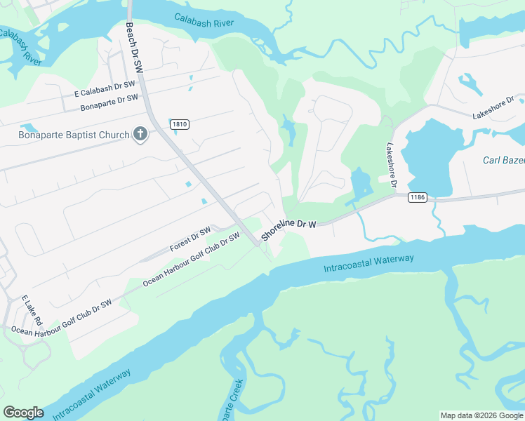 map of restaurants, bars, coffee shops, grocery stores, and more near Resort Circle in Sunset Beach
