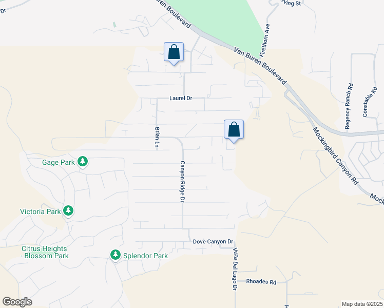 map of restaurants, bars, coffee shops, grocery stores, and more near Seven Hills Drive in Riverside