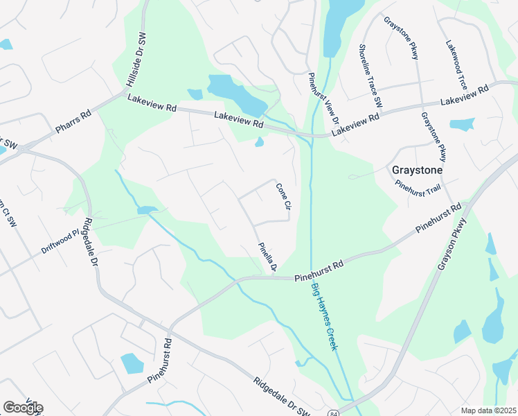 map of restaurants, bars, coffee shops, grocery stores, and more near 2073 Lou Court Southwest in Grayson