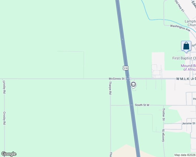 map of restaurants, bars, coffee shops, grocery stores, and more near in Mound Bayou