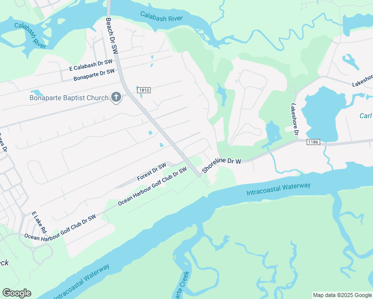 map of restaurants, bars, coffee shops, grocery stores, and more near Resort Circle in Sunset Beach