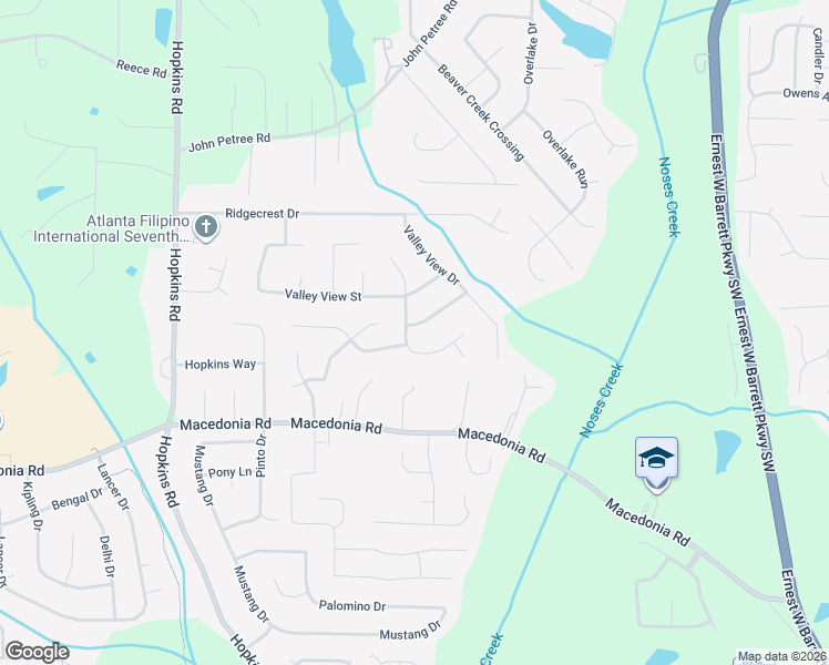 map of restaurants, bars, coffee shops, grocery stores, and more near 2988 Valley View Circle in Powder Springs