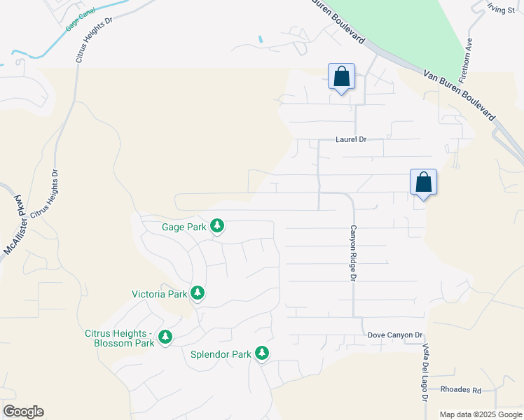 map of restaurants, bars, coffee shops, grocery stores, and more near Seven Hills Drive in Riverside County