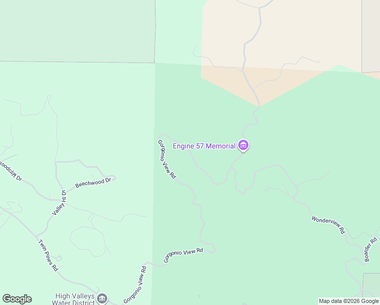 map of restaurants, bars, coffee shops, grocery stores, and more near 16020 Gorgonio View Road in Banning