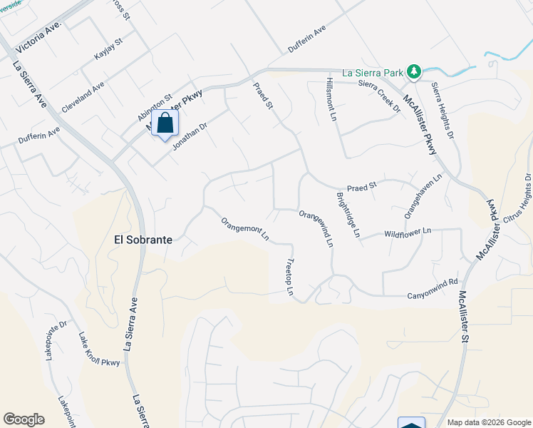 map of restaurants, bars, coffee shops, grocery stores, and more near 2030 Citrus Wood Lane in Riverside