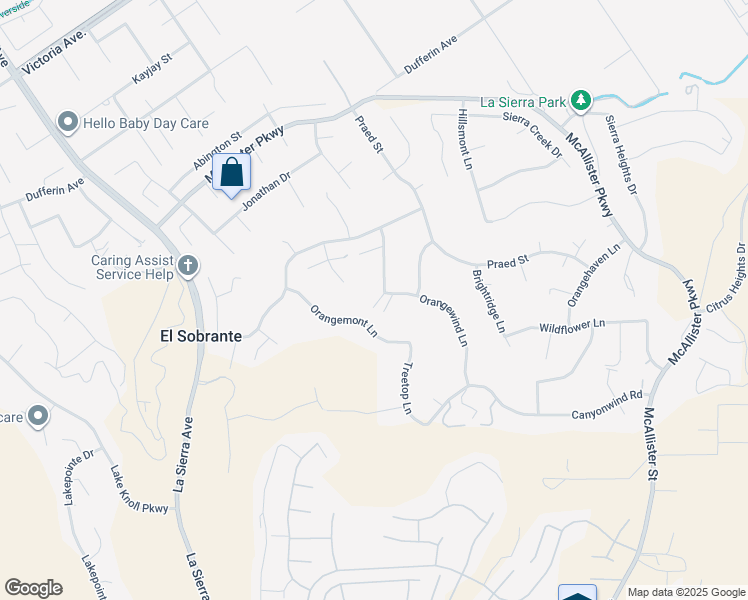 map of restaurants, bars, coffee shops, grocery stores, and more near 2000 Citrus Wood Lane in Riverside