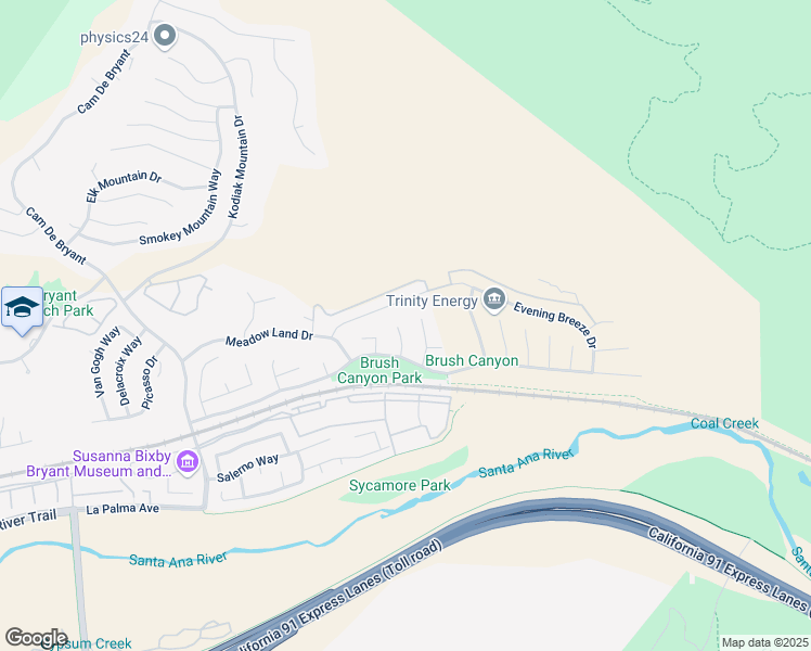 map of restaurants, bars, coffee shops, grocery stores, and more near 5510 Green Hollow Lane in Yorba Linda