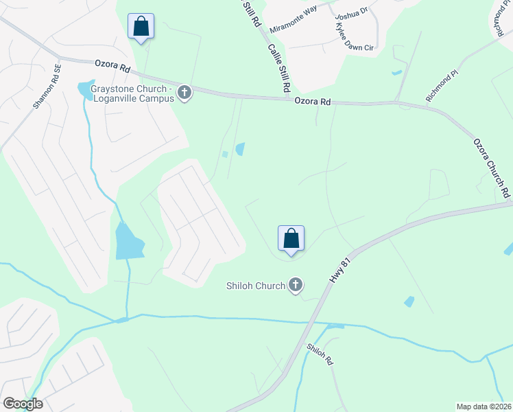 map of restaurants, bars, coffee shops, grocery stores, and more near 2404 Watson Fain Trail in Loganville