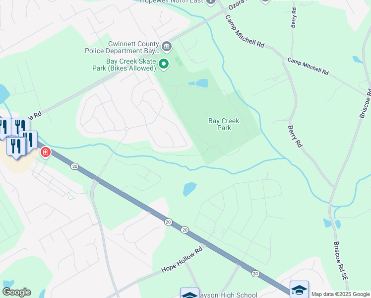 map of restaurants, bars, coffee shops, grocery stores, and more near 3062 Hawthorn Farm Boulevard in Loganville