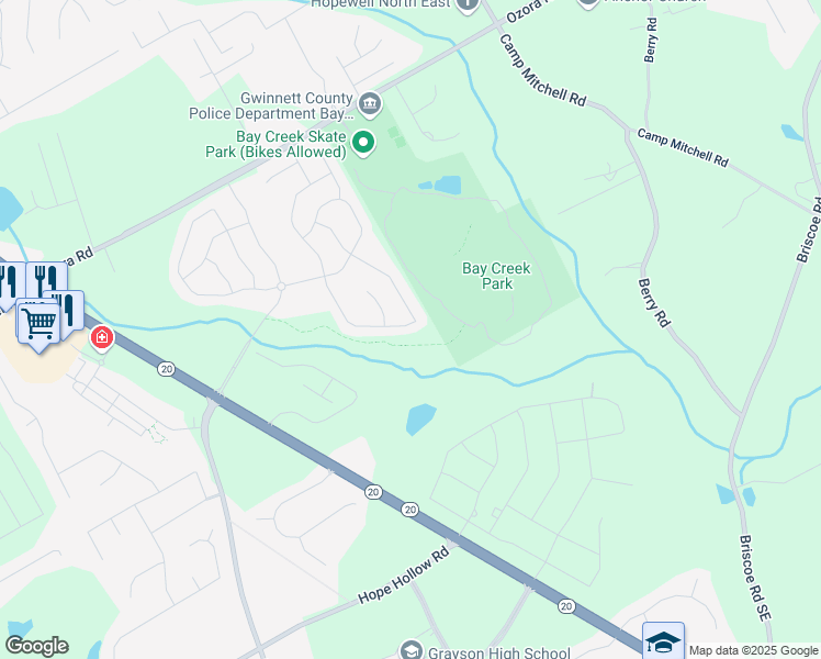 map of restaurants, bars, coffee shops, grocery stores, and more near 3062 Hawthorn Farm Boulevard in Loganville