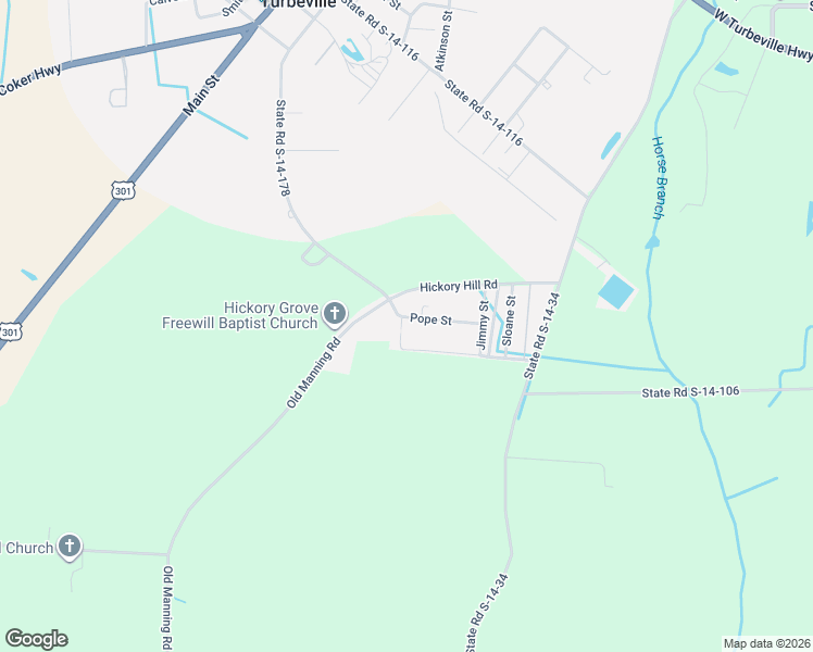 map of restaurants, bars, coffee shops, grocery stores, and more near 1019 Old Manning Road in Turbeville