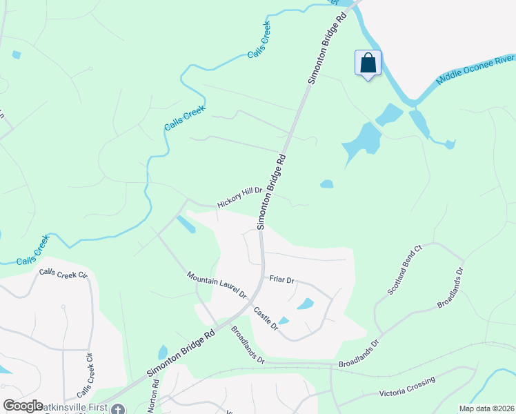 map of restaurants, bars, coffee shops, grocery stores, and more near 2136 Simonton Bridge Road in Watkinsville