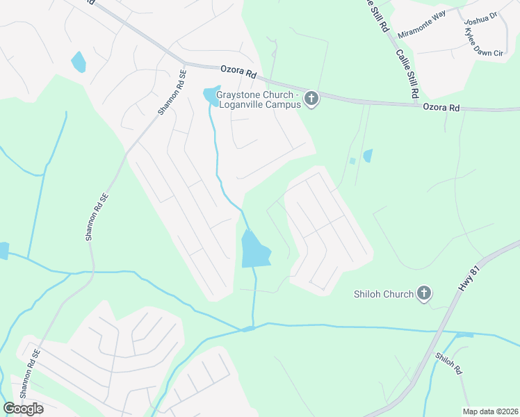 map of restaurants, bars, coffee shops, grocery stores, and more near 3636 Derringer Ridge Southeast in Loganville